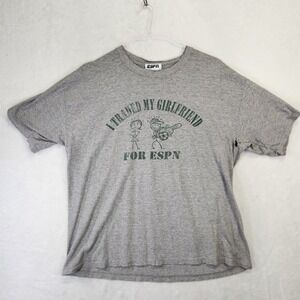 Vintage ESPN I Traded My‎ Girlfriend For ESPN T-Shirt Gray Y2K Mens XL